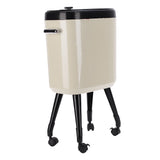 Tall Trash Can with Wheel Legs 15L Large Capacity Narrow Garbage Can for Kitchen Bathroom Living Room Office Cream White