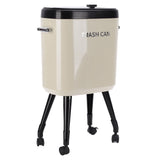 Tall Trash Can with Wheel Legs 15L Large Capacity Narrow Garbage Can for Kitchen Bathroom Living Room Office Cream White