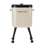 Tall Trash Can with Wheel Legs 15L Large Capacity Narrow Garbage Can for Kitchen Bathroom Living Room Office Cream White