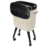 Tall Trash Can with Wheel Legs 15L Large Capacity Narrow Garbage Can for Kitchen Bathroom Living Room Office Cream White