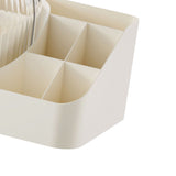 Makeup Brush Holder with Lid 360 Degree Rotating Cosmetic Organizer Desktop Storage Box Skincare Storage for Vanity Desktop Cream Multi Compartment