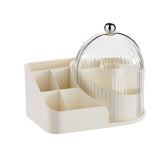 Makeup Brush Holder with Lid 360 Degree Rotating Cosmetic Organizer Desktop Storage Box Skincare Storage for Vanity Desktop Cream Multi Compartment