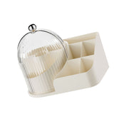 Makeup Brush Holder with Lid 360 Degree Rotating Cosmetic Organizer Desktop Storage Box Skincare Storage for Vanity Desktop Cream Multi Compartment