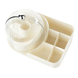 Makeup Brush Holder with Lid 360 Degree Rotating Cosmetic Organizer Desktop Storage Box Skincare Storage for Vanity Desktop Cream Multi Compartment