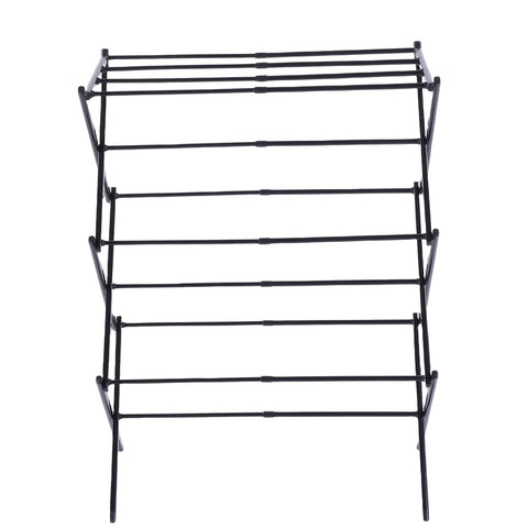 Clothes Drying Rack Expandable Carbon Steel 3 Tier Foldable Portable Laundry Rack for Clothing Towels Black