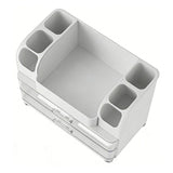 Makeup Organizer with Drawers Countertop Cosmetic Display Case with Brush Holder for Bathroom Countertop Skincare Perfume White
