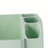 Makeup Organizer for Vanity with 2 Drawers Cosmetic Display Case with Brush Holders for Bathroom Countertop Skincare Desk Office Supplies Green