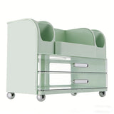 Makeup Organizer for Vanity with 2 Drawers Cosmetic Display Case with Brush Holders for Bathroom Countertop Skincare Desk Office Supplies Green