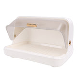 Dish Bowl Drying Box Large Capacity Space Saving Dust Proof Plastic Dish Drainer Rack with Lid for Kitchen L White