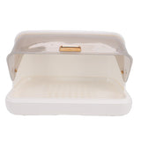 Dish Bowl Drying Box Large Capacity Space Saving Dust Proof Plastic Dish Drainer Rack with Lid for Kitchen L White