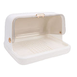 Dish Bowl Drying Box Large Capacity Space Saving Dust Proof Plastic Dish Drainer Rack with Lid for Kitchen L White