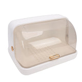 Dish Bowl Drying Box Large Capacity Space Saving Dust Proof Plastic Dish Drainer Rack with Lid for Kitchen L White