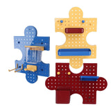 Pegboard Wall Organizer Wall Mount Shelf Modular Display Peg Board Panels with Accessories for Home Entryway Red Yellow Blue