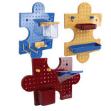 Pegboard Wall Organizer Wall Mount Shelf Modular Display Peg Board Panels with Accessories for Home Entryway Red Yellow Blue