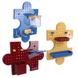 Pegboard Wall Organizer Wall Mount Shelf Modular Display Peg Board Panels with Accessories for Home Entryway Red Yellow Blue