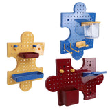 Pegboard Wall Organizer Wall Mount Shelf Modular Display Peg Board Panels with Accessories for Home Entryway Red Yellow Blue
