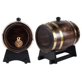 3L Retro Striped Black Wine Brandy Whisky Barrel Oak Red Wine Bucket Container with Faucet