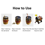 3L Retro Striped Black Wine Brandy Whisky Barrel Oak Red Wine Bucket Container with Faucet