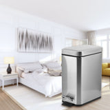 5L Stainless Steel Sanding Dustbin Step Pedal Trash Can Rubbish Garbage Bin for Home Office Use