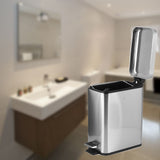 5L Stainless Steel Sanding Dustbin Step Pedal Trash Can Rubbish Garbage Bin for Home Office Use