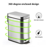5L Stainless Steel Sanding Dustbin Step Pedal Trash Can Rubbish Garbage Bin for Home Office Use
