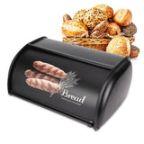 Large Capacity Stainless Steel Bread Box Holder Bin Container Kitchen Storage OrganizerBlack