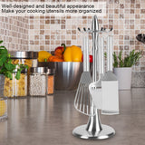 Stainless Steel Cooking Utensil Stand Kitchenware Spatula Scoop Spoon Rotating Storage Rack