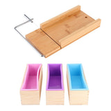 1200ml DIY Silicone Soap Making Mold Wooden Box Set Manual Soap Cutter with Scale Kitchen Tool