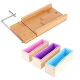 1200ml DIY Silicone Soap Making Mold Wooden Box Set Manual Soap Cutter with Scale Kitchen Tool