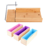 1200ml DIY Silicone Soap Making Mold Wooden Box Set Manual Soap Cutter with Scale Kitchen Tool