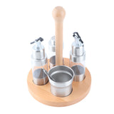 Cruet Condiment Spice Pepper Jar Box Seasoning Storage Container Pot Rack Set Kitchen Cooking ToolRound