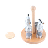 Cruet Condiment Spice Pepper Jar Box Seasoning Storage Container Pot Rack Set Kitchen Cooking ToolRound