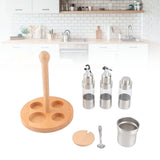 Cruet Condiment Spice Pepper Jar Box Seasoning Storage Container Pot Rack Set Kitchen Cooking ToolRound
