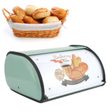 Kitchen Storage Supply Metal Bread Pastry Box Case Retro Home Furnishing Large Capacityblue