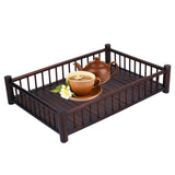Rectangular Bamboo Kung Fu Tea Tray Saucer Accessories Coffee Food Storage Container Chinese DecorationDark Brown