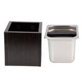 Knock Box Stainless Steel Square Coffee Grounds Container Waste Bin with Wooden Box