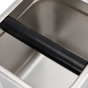 Knock Box Stainless Steel Square Coffee Grounds Container Waste Bin with Wooden Box