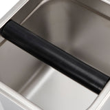 Knock Box Stainless Steel Square Coffee Grounds Container Waste Bin with Wooden Box