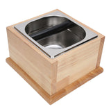 Knock Box Stainless Steel Coffee Grounds Container Waste Bin with Wood Base Coffee AccessoryL In Australia - Darrahopens