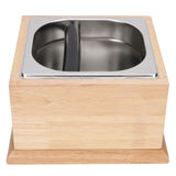 Knock Box Stainless Steel Coffee Grounds Container Waste Bin with Wood Base Coffee AccessoryL