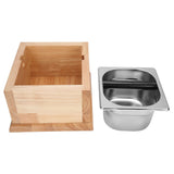 Knock Box Stainless Steel Coffee Grounds Container Waste Bin with Wood Base Coffee AccessoryL