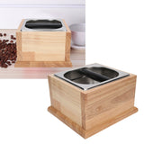 Knock Box Stainless Steel Coffee Grounds Container Waste Bin with Wood Base Coffee AccessoryL