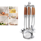 Kitchen Spatula Set 304 Stainless Steel Wood Handle Spatula Frying Shovel Cooking Utensils