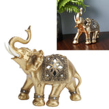 Golden Elephant Statue Figurine Sculpture Decoration Home Bar Office Craft Decor Gift