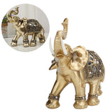 Golden Elephant Statue Figurine Sculpture Decoration Home Bar Office Craft Decor Gift