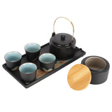 Kung Fu Tea Set Japanese Style Black Pottery Tea Kettle Jar Cups Tray Kit Tea Ceremony In Australia - Darrahopens