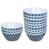 12PCS Salad Bowls Fruit Food Soup Serving Bowl Tableware for Home Restaurant UseDark Blue Dots