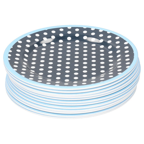 12PCS Salad Plate HighGrade Imitation Porcelain Dinnerware Tableware for Home Use(Dark Blue Dot ) In Australia - Darrahopens