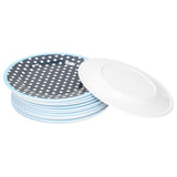 12PCS Salad Plate HighGrade Imitation Porcelain Dinnerware Tableware for Home Use(Dark Blue Dot )
