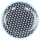 12PCS Salad Plate HighGrade Imitation Porcelain Dinnerware Tableware for Home Use(Dark Blue Dot )